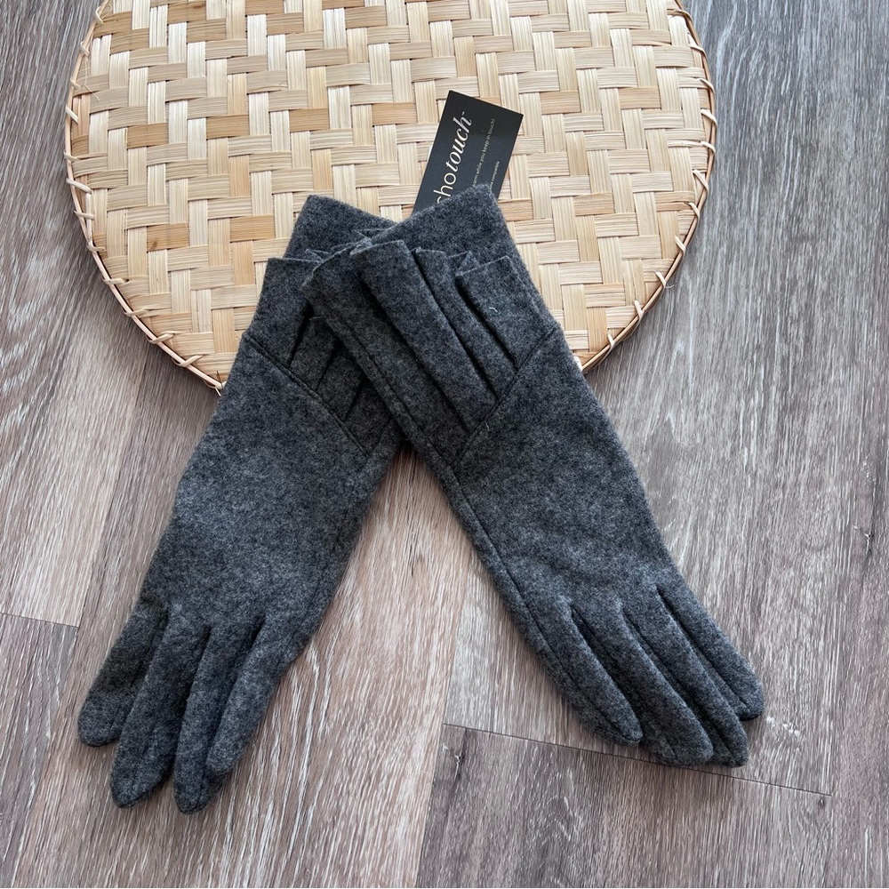 NWT Talbots echo‎ touch wool & cashmere gloves gray